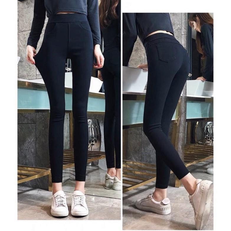 COMBO 2 Quần legging dài 4 Túi Nữ Women Voi Nhung Thun 2