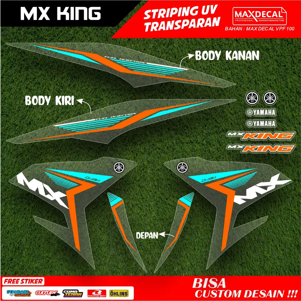STIKER STRIPING TRANSPARAN  FACELIFT LIS STIKER UV MX KING Y15 ZR SEMI FULL VARIASI MODEL SIMPEL MINIMALIS BAHAN MAX DECAL PREMIUM CUSTOME DESAIN BISA COD H-V20-18