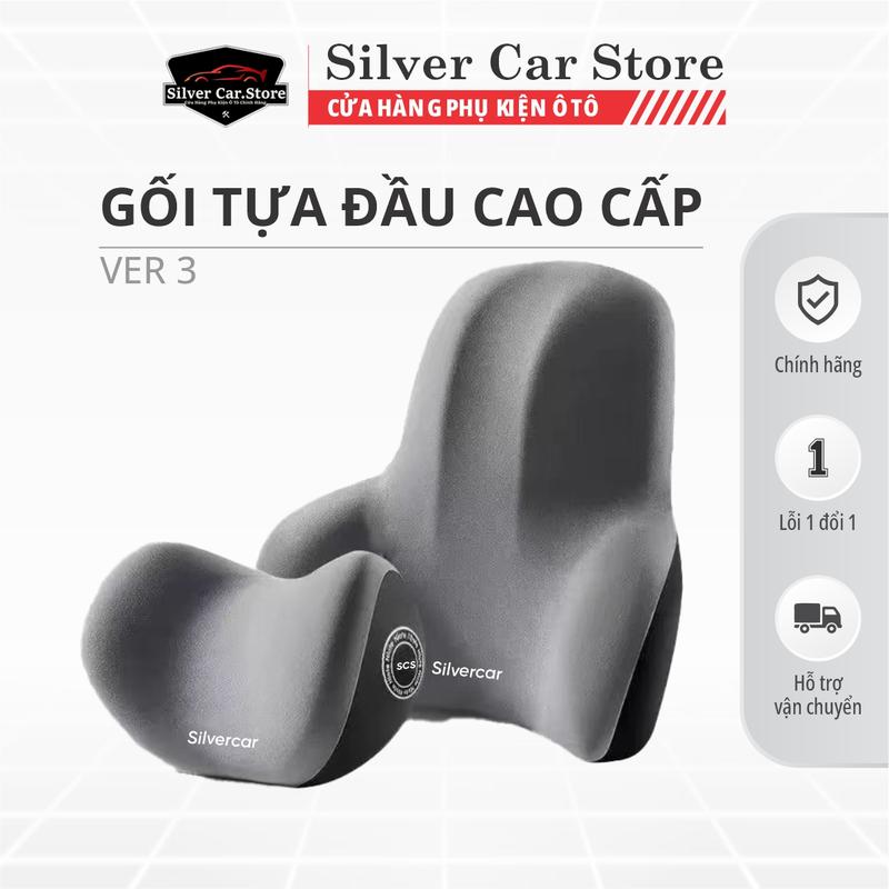 Mẫu Mới - Gối Tựa Đầu Và Tựa Lưng Cao Su Non Mềm Mại Cho Xe Hơi - SilverCar.Store Đệm ver3 gối cổ bảo hành của nhà cung cấp, ghế  tựa ô tô cute