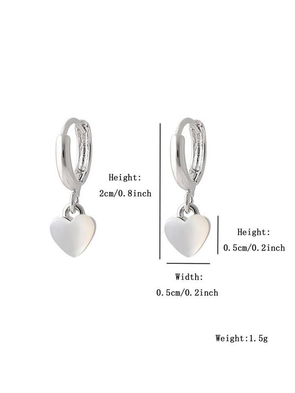 Tiny Mini Women's Elegant Trendy Heart Shaped Dangle Earrings, Heart Decor Drop Earrings, Simple Style Plain Color Dangle Earrings for Daily Decoration 1