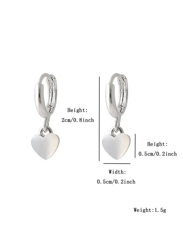 Tiny Mini Women's Elegant Trendy Heart Shaped Dangle Earrings, Heart Decor Drop Earrings, Simple Style Plain Color Dangle Earrings for Daily Decoration 1