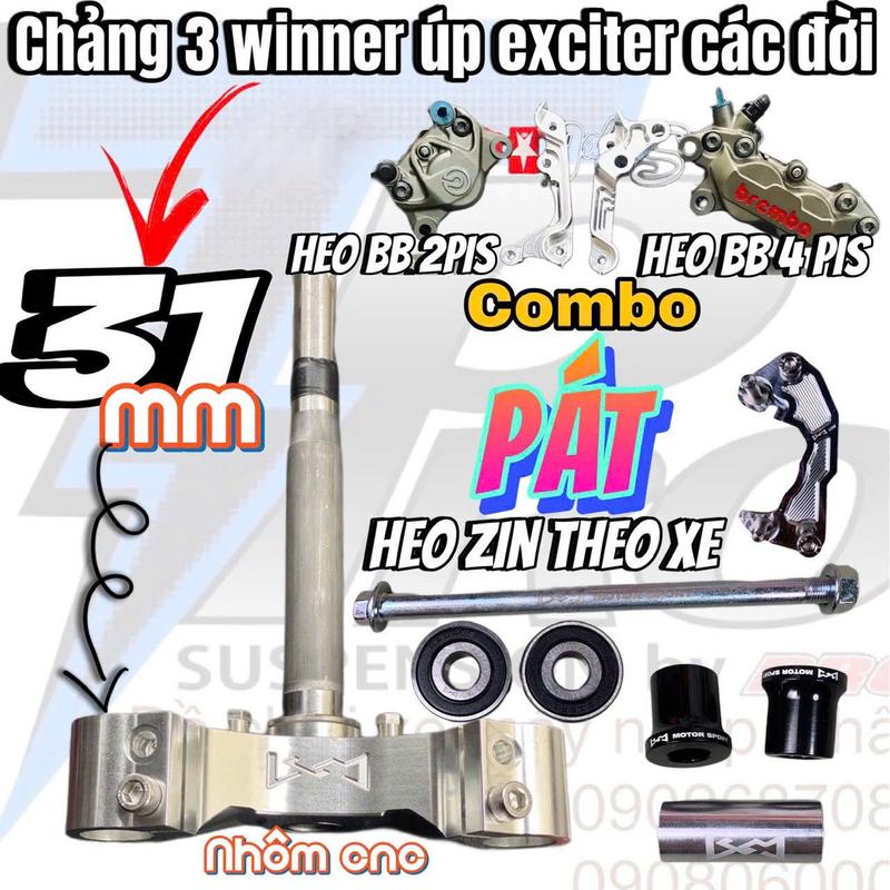  Chảng 3 NHÔM CNC  Cảng ba sử dụng cho phuộc trước Winner kèm bạc Đạn + bộ canh cốt  xe exciter ex150 HÀNG CHÍNH HÃNG LCM 