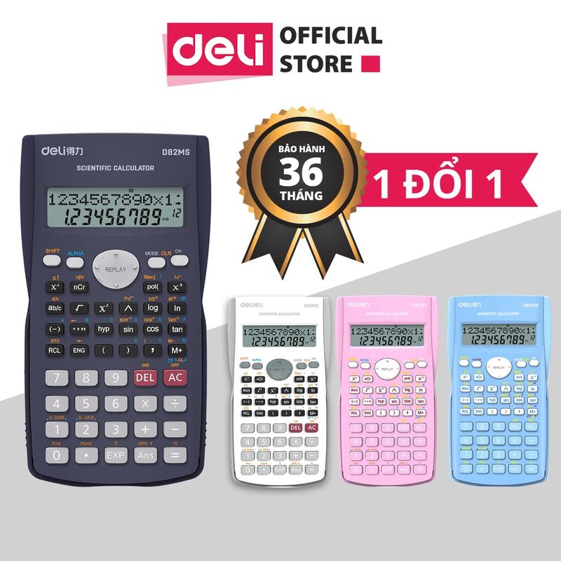   BẢO HÀNH 3 NĂM  Máy tính kỹ thuật Deli - Đen Xanh dương Hồng Trắng - D82MS Phù hợp cho học sinh cấp 2 văn phòng phẩm 