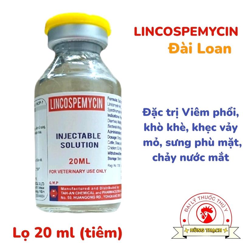 LINCOSPEMYCIN Đài Loan (20ml) lọ nắp vàng - trị CRD, Hen, Khẹc cho gà chọi, gà tre, gà nòi, gia cầm, gia súc, chó, mèo - Dạng lỏng