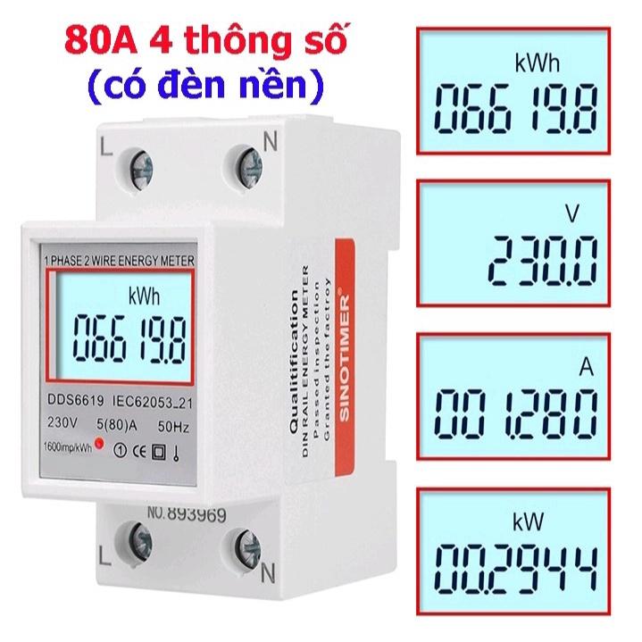 Công tơ điện tử đa năng hiển thị 4 thông số 80A LS và LW đo công suất, điện áp, cường độ dòng điện