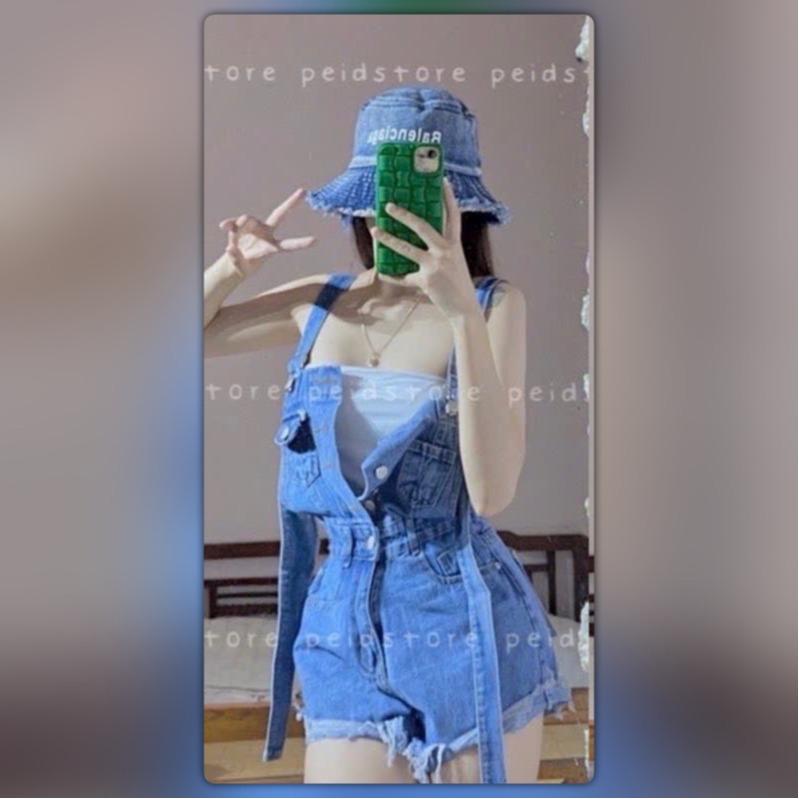 Yếm Quần short jean nữ, lật lai chất  ko co giãn LS đủ sz; S M L