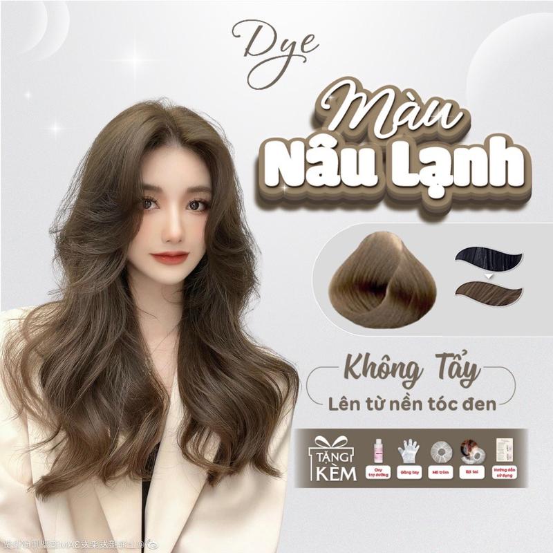 Thuốc nhuộm tóc màu Nâu Lạnh, không tẩy, Bền màu, màu nhuộm học sinh, sáng da, dễ sử dụng, Không chứa silicon Đổi Màu Tóc Nữ