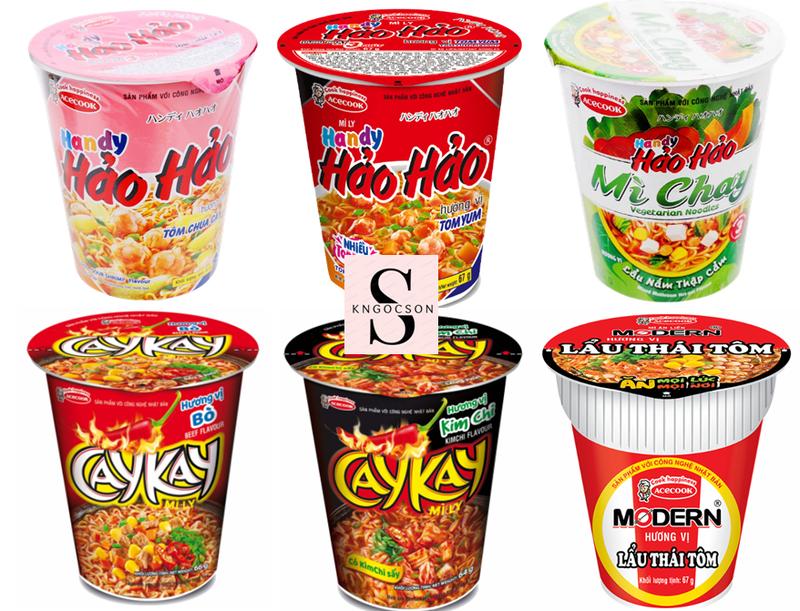 Combo 6 ly mì Caykay vị bò, vị kim chi, ly hảo hảo tôm chua cay, chay rau nấm 66g thùngmìly lẩutháichuacay