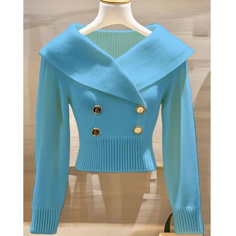 Product Introduction of Áo Len Cổ Bẻ Lớn, Phong Cách Cổ Điển, Màu Trắng, Dành Cho Nữ, Thích Hợp Cho Mùa Thu Và Mùa Đông, Nhỏ Và Thời Trang, Ôm Sát Eo, Áo Len Bó Sát, 2024 21