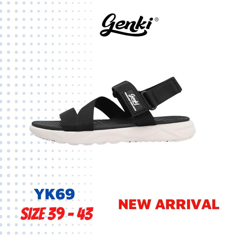 Giày Sandal Nam Genki Màu Đen Quai Chéo Thời Trang Cao Cấp Chính Hãng YK69 Đế Bằng Jean Quai Ngang Nhung sandal  nerdy