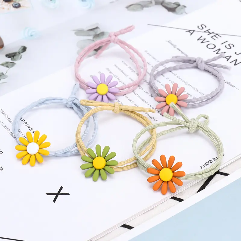 Scrunchie, Hình Hoa Hướng Dương, Màu Dopamine Nữ Women Thun Dây Cột Tóc
