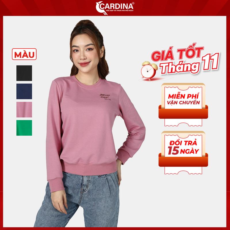  Áo Nỉ Nữ CARDINA Chất Cotton Da Cá Cao Cấp In Chữ Dáng Thể Thao Trẻ Trung 2AF18  Không Kèm Quần  Sport Tập Thể Dục Sport Tập Thể Dục Top Tập Gym 