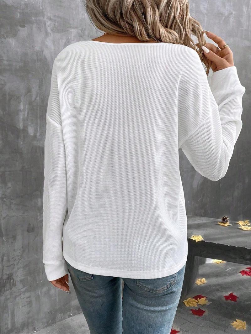 Product Introduction of Women's Plain V Neck Tee, Casual Long Sleeve T-shirt for Daily Wear, Ladies Clothes for All Seasons 2