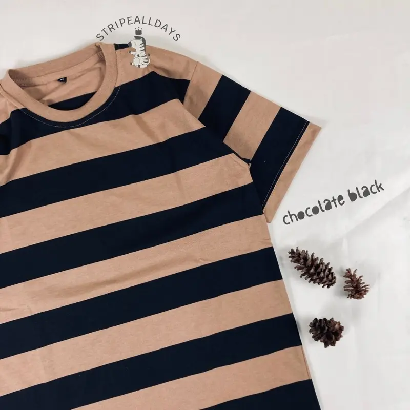 little stripealldays - Kaos Stripe Dewasa BIG V1 Series Lengan Pendek / atasan baju pakaian laki laki2 cowok cewek perempuan unisex strip setrip striped salur garis belang blaster couple / M L XL  / BB 35 kg sampai 85 kg / katun cotton cvc 7