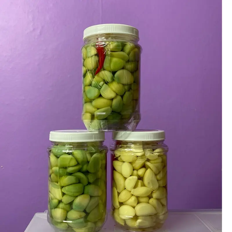 (Tỏi xanh nguyên tép ) combo 3 hủ Tỏi ngâm giấm đường vị chua ngọt  (1 hủ 500g) Food Miến Ăn Vặt mon chua Chè 4