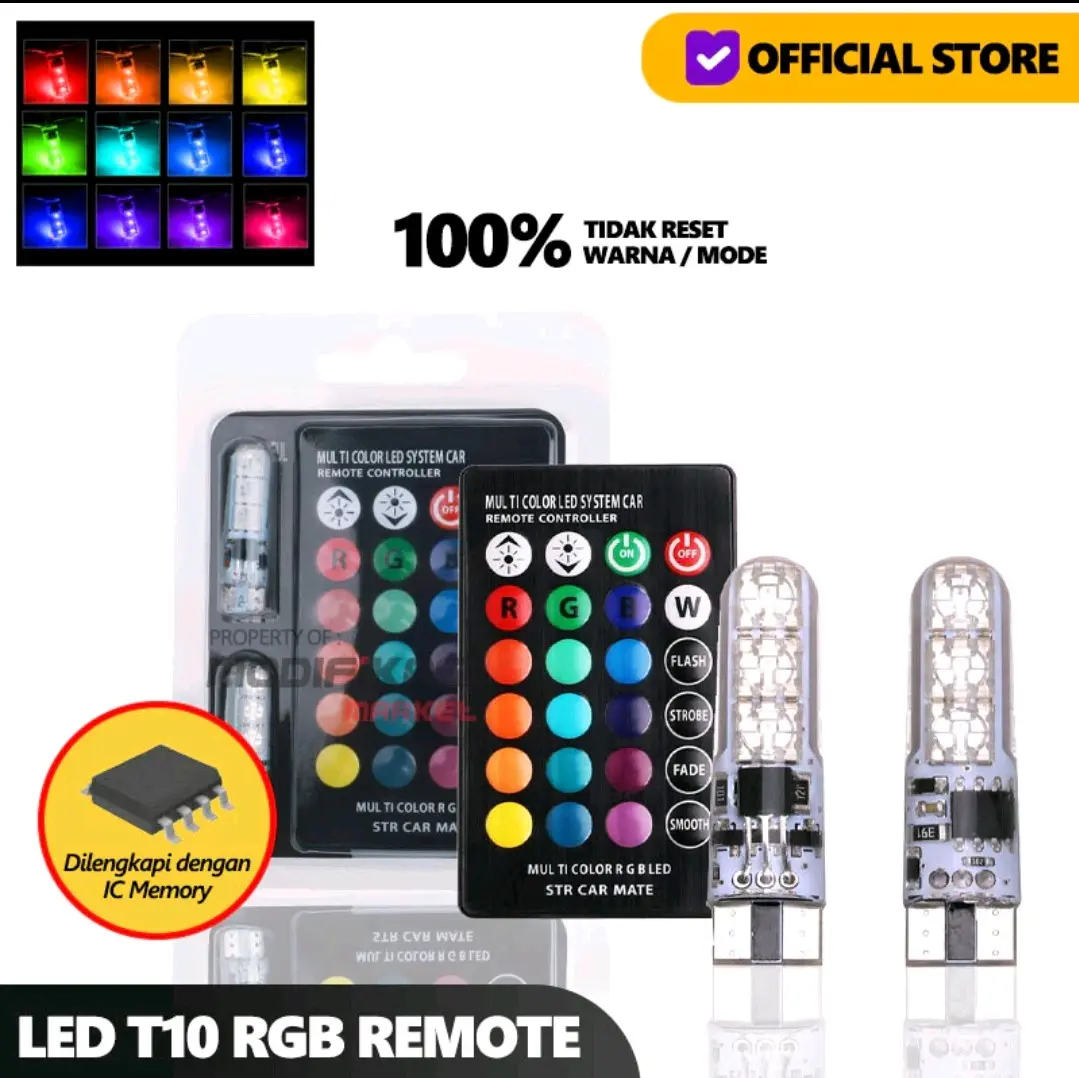 LAMPU LED T10 LAMPU SEN LAMPU REM LAMPU KOTA RGB BISA GANTI WARNA PAKAI REMOTE 16WARNA MOTOR DAN MOBIL