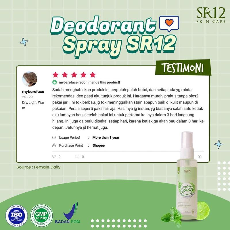 SR12 DEODORANT SPRAY ORGANIK TANPA PENGAHRUM 2