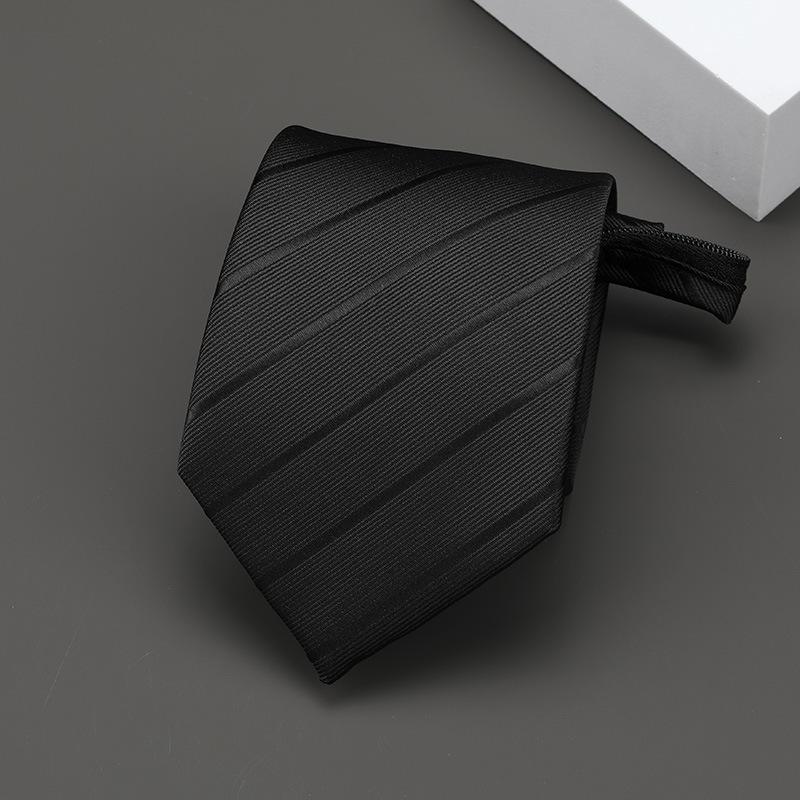 Product Introduction of Business Zipper Tie Men's and Women's Formal Wear Black Bridegroom Wedding Korean Style Narrow Lazy People No Stripes 7