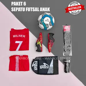 Paket Komplit Sepatu Futsal Anak 28-37 Specs Merah Hitam Biru Paket Lengkap Berkualitas