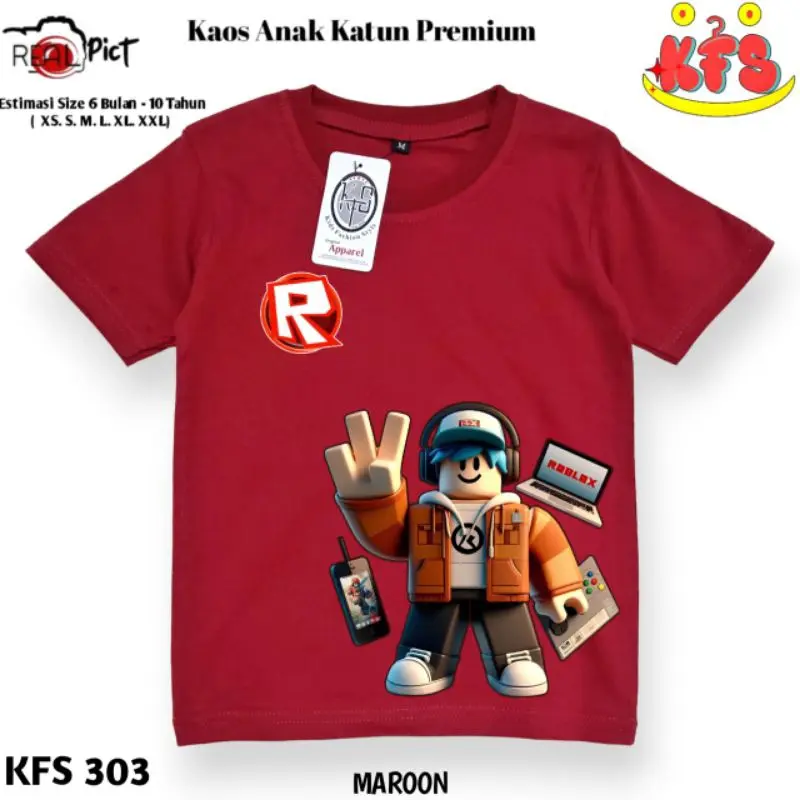 KATUN Kfs 303 t-shirt Roblox  Premium Cotton Children's t-shirt Ages 1 to 10 Years