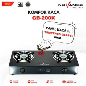 【Garansi 1 Tahun】Advance Kompor Gas Kaca 2 Tungku GB-200K