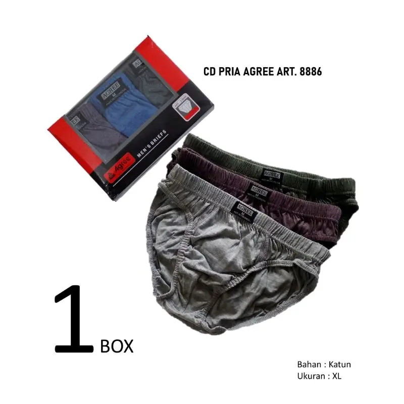 (3Pcs)Celana Dalam Pria Agree Man Katun nyaman boxer Dewasa Cowok Karet Pendek