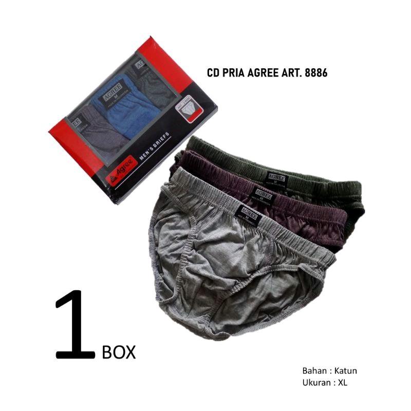(3Pcs)Celana Dalam Pria Agree Man Katun nyaman boxer Dewasa Cowok Karet Pendek 0