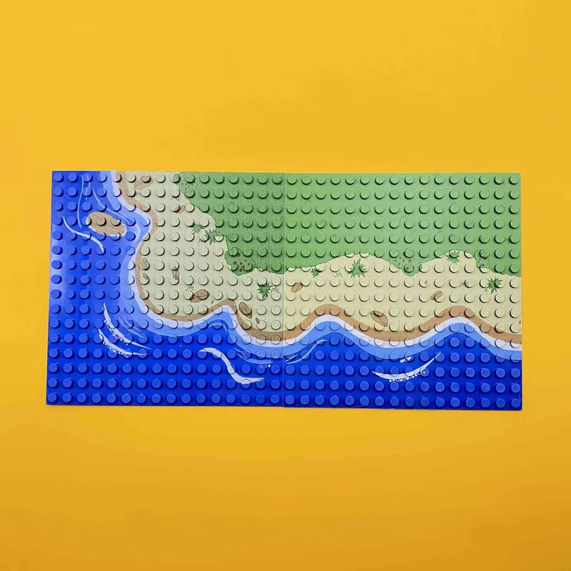 Island Scene Straight Road Bend River Building Blocks, MOC Small Particle Building Blocks, Children's Assembly Toys, Small Particle Panel 4