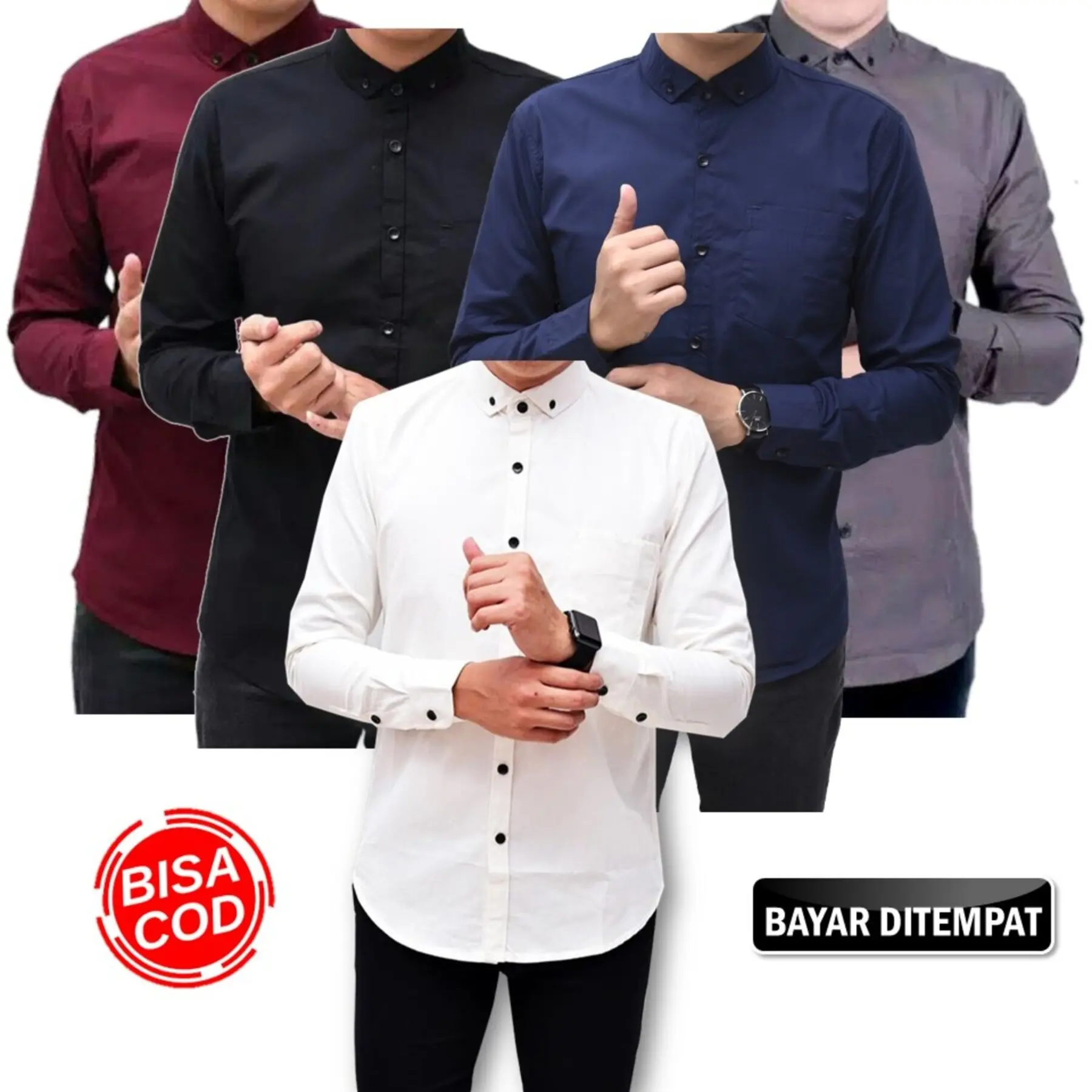 KEMEJA POLOS PRIA LENGAN PANJANG CASUAL KANTOR TERLARIS Katun Hitam Formal Lembut Tangan Putih Slimfit Kerja