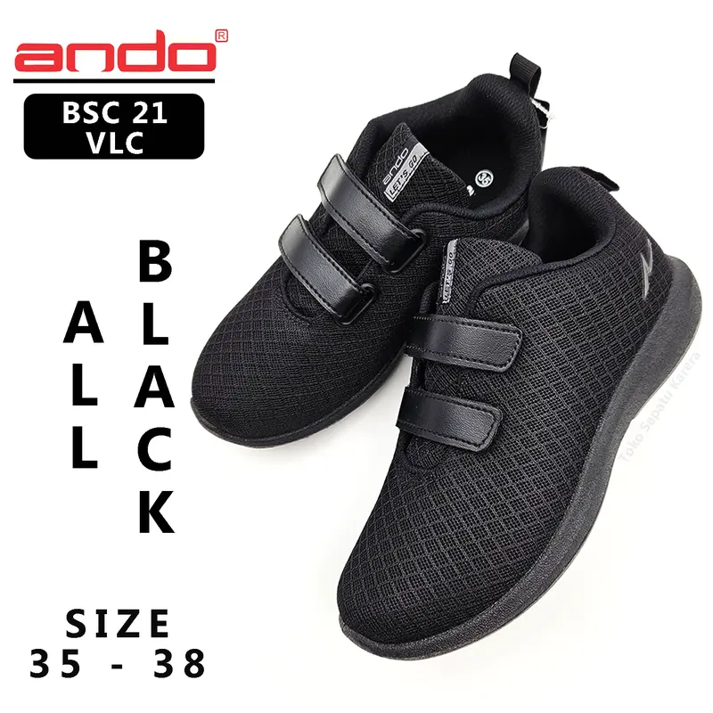 Sepatu Sekolah Anak Remaja Perempuan/Laki Laki – ANDO – BSC 21 VELCRO – Size 35-38 – Sneakers – Sport – Velcro 3