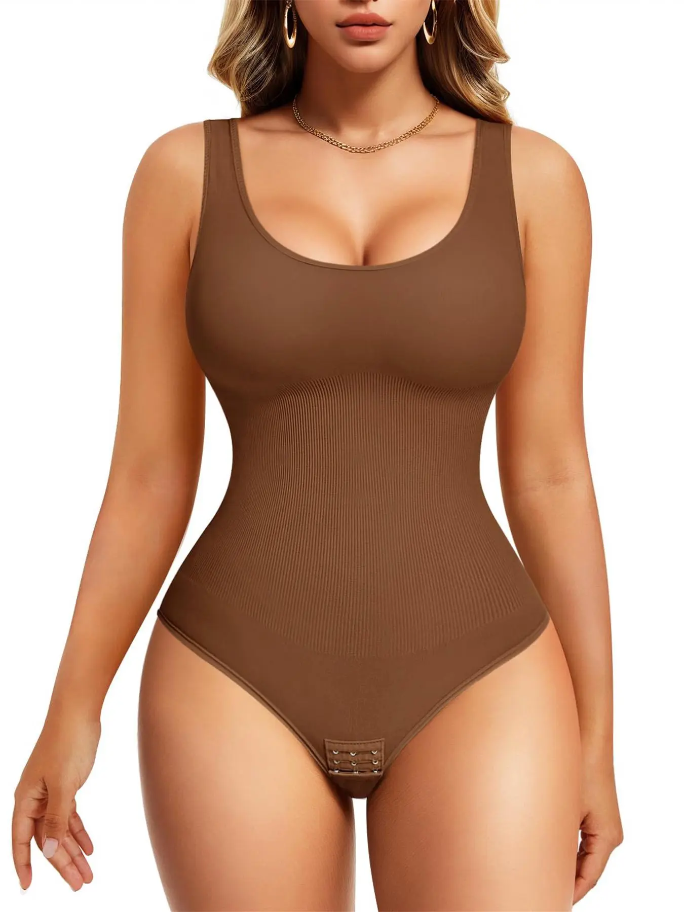 Women's Solid Color High Stretch Shapewear Bodysuit, Tummy Control Butt Lifting Shaper Bodysuit, Women's Knit Clothing for Daily Wear