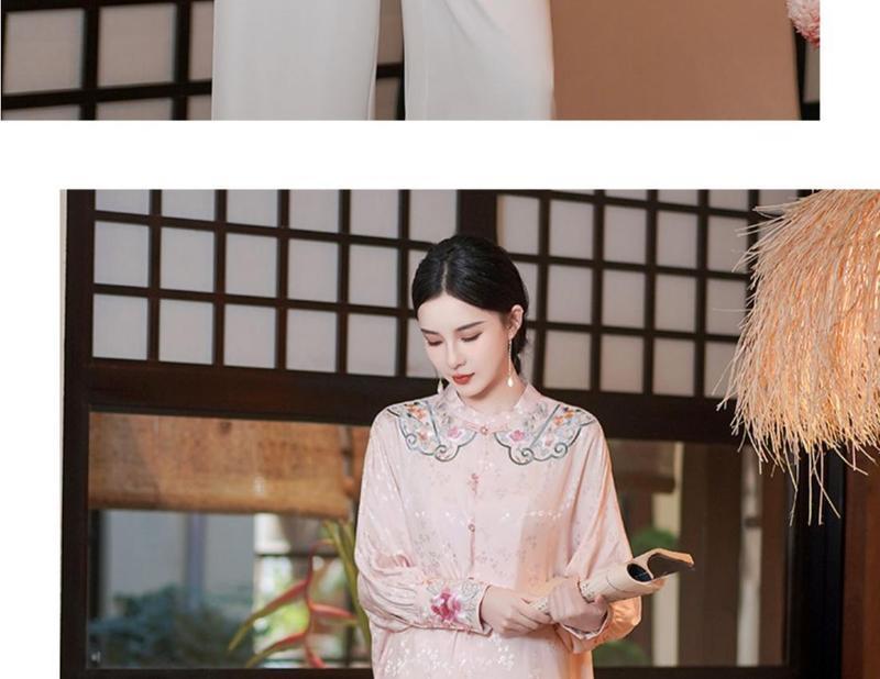Product Introduction of Loose Version New Chinese Style Women's Shirt 2023 New Chinese Style Ethnic Style Tang Costume Top Long Sleeve Stand Collar Women 29