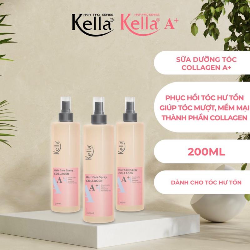 Xịt dưỡng tóc collagen kella A+ , dành cho tóc hư tổn sữa dưỡng