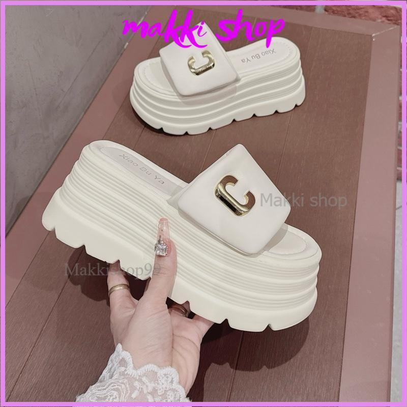 (Hàng L1) Dép nữ độn đế cao 9cm, dép quai dán bản to chất da hàng Qccc full box