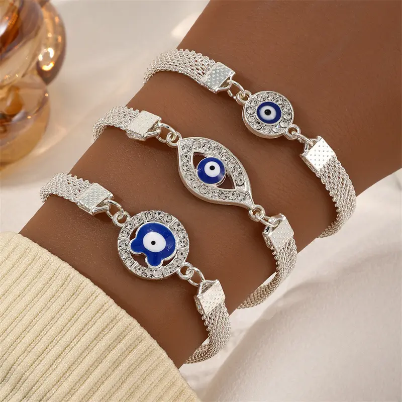 Devil's Eye Bracelet, Blue Eye Bracelet, European and American New Blue, Eye Bracelet, Fashion All-Match, Retro Diamonds Devil's Eye, Evil Eye Bracelet for Women