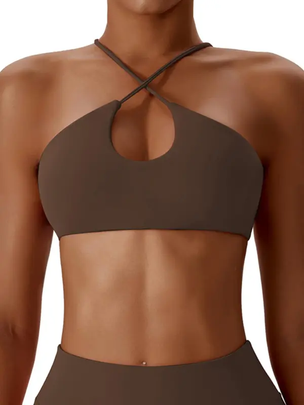 Women's Criss Cross Backless Sports Bra, Solid Color Soft Comfortable Breathable Athletic Bra for Yoga Gym Workout, Lady Activewear 4