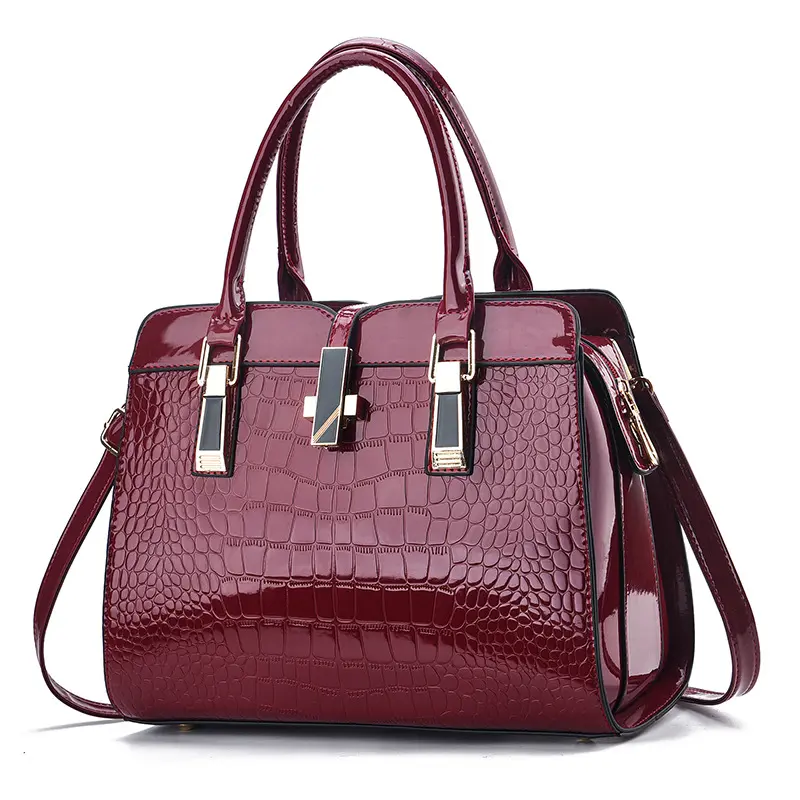 [Cross-border] Fashion Shiny Leather Women's Handbag 2025 Autumn Winter New Large Capacity Crocodile Pattern Shoulder Crossbody Bag