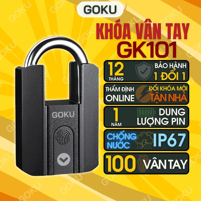 Ổ khóa vân tay chống cắt, khóa GK101 chống nước, khóa vân tay mở bằng vân tay, app điện thoại và chìa khóa dự phòng kim loại lắp ráp hoàn chỉnh