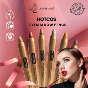 HOTCOS Eyeshadow Pensil 2 In 1 Plus Brush Matte Glitter Perona Mata Berkilau 5 Warna kualtias TERMURAH