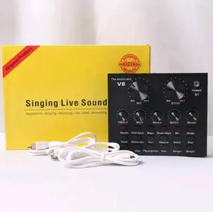[COD] V8 Audio USB  Webcast Live External Sound Card With 5.0 Personal Entertainment Streamer For Phone Computer