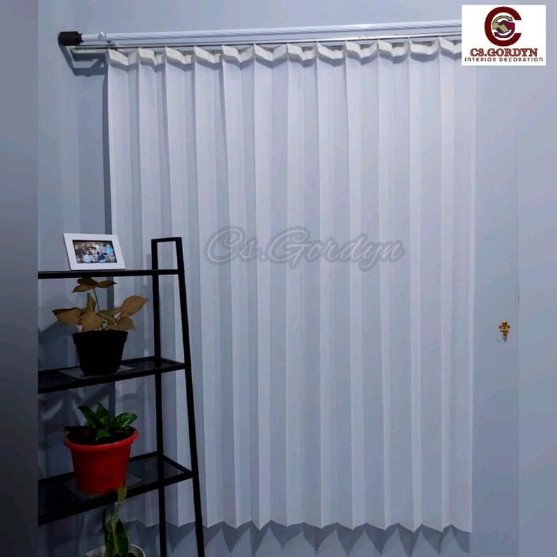 Gorden Vitrase Polos motif salju untuk puring vitrase Jendela Pintu warna Putih dan Kuning Curtain 7