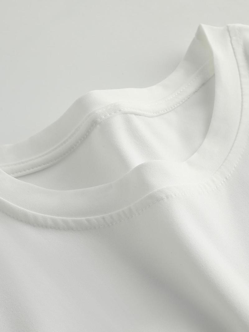 Product Introduction of Women's Figure & Letter Print Round Neck Crop Tee, Casual Short Sleeve  T-shirt for Daily Wear, Ladies Clothes for All Seasons 3