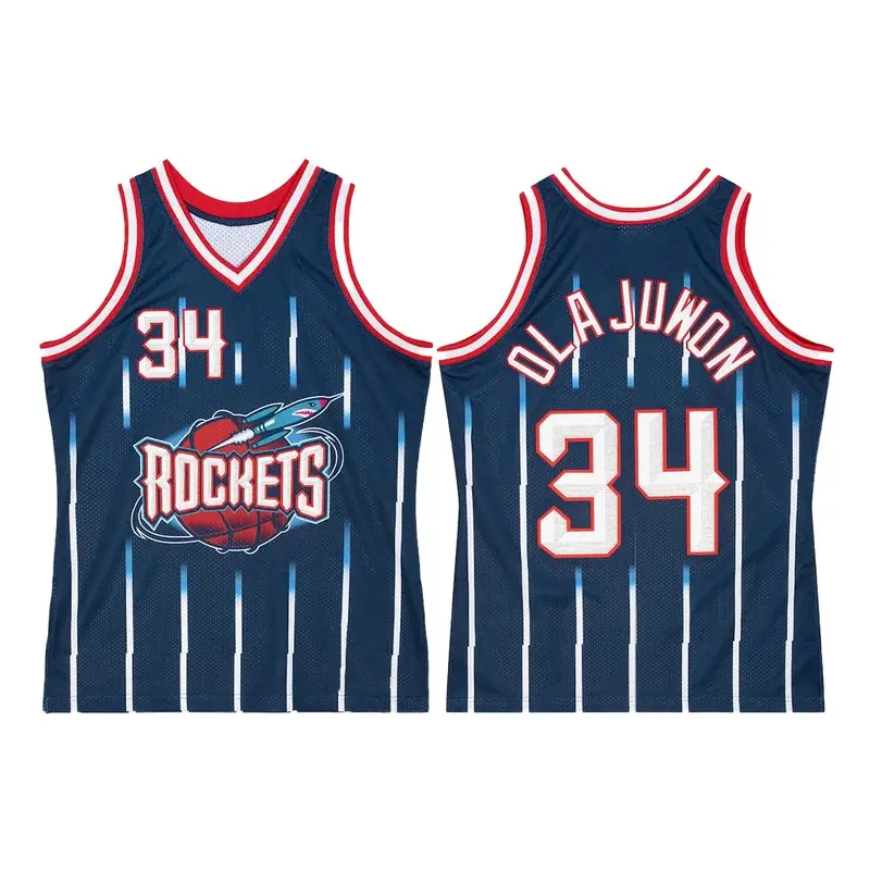American Men's Basketball Jersey Retro Classic Jersey 96 Version Houston No. 34 Hakeem Olajuwon Navy Classic
