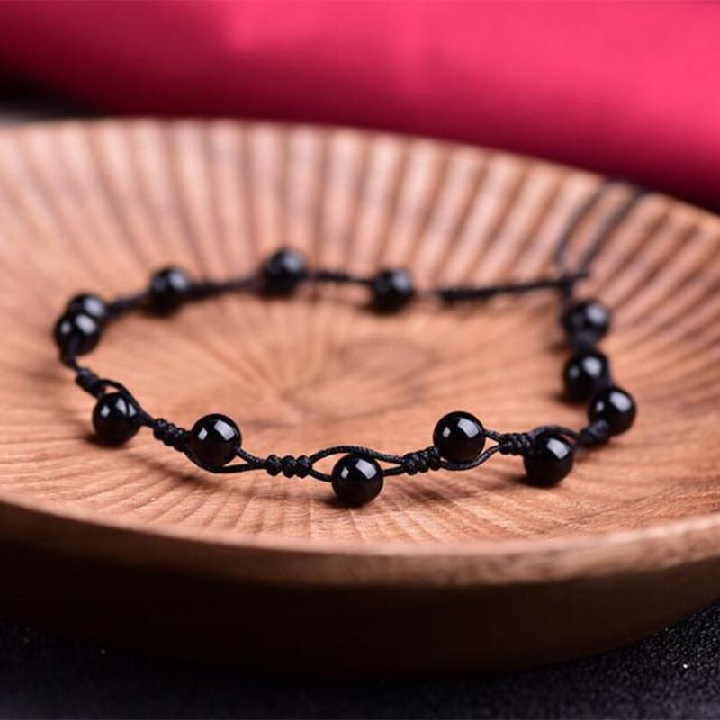 Product Introduction of Hand-woven Natural Obsidian Anklet Protection Hope Anklet 9