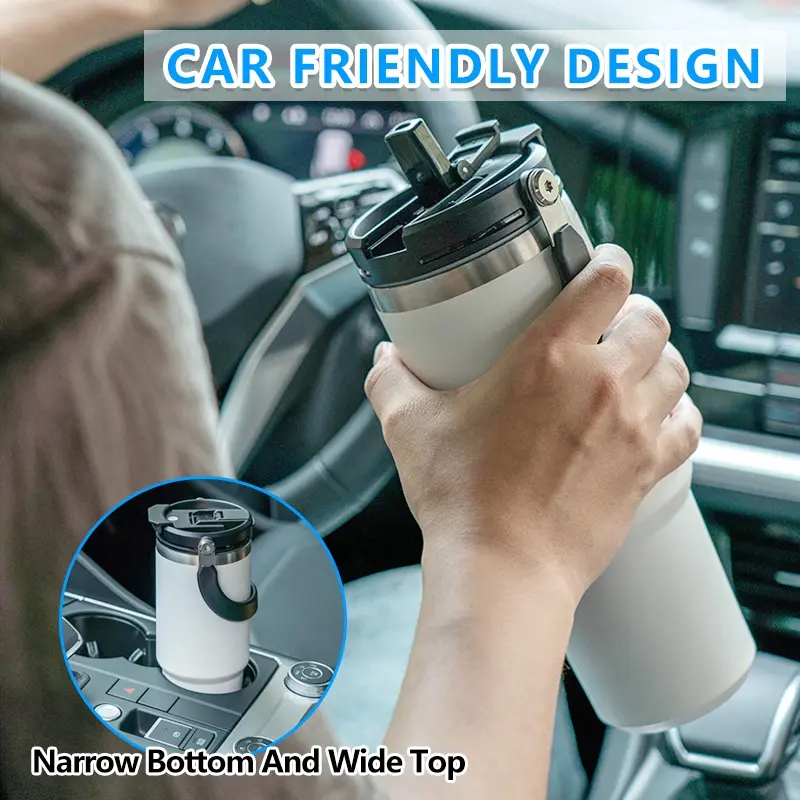 Bình Nước Giữ Nhiệt, Dung Tích 900ml, Bình Giữ Nhiệt Bằng Thép Không Gỉ, Có Tay Cầm, Có Ống Hút, Bình Cách Nhiệt, Thích Hợp Cho Nước, Bình Nước, Bình Nước 4