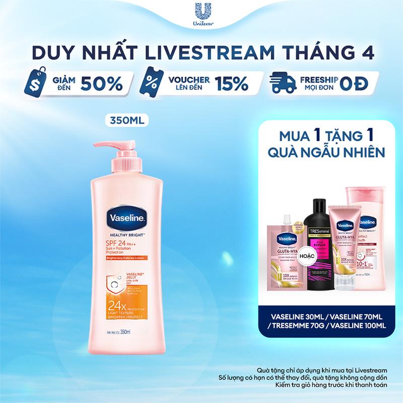 Sữa Dưỡng Da Body Vaseline Healthy Bright Với Spf 24 Pa++ Hỗ Trợ Chống Nắng & Dưỡng Body Nữ 350ml [1]