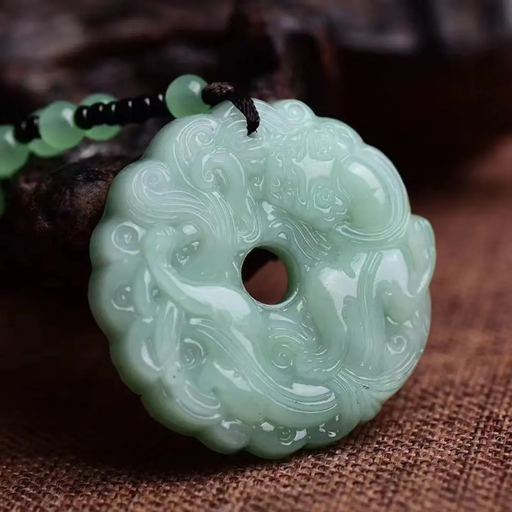 Emerald Pendant Necklace for Men Women Pixiu Money Fashion