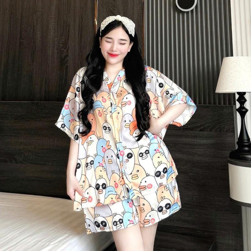 Đồ Ngủ Pijama Bigsize Form Cánh Dơi Bigsize 60Kg - 95Kg Lụa Latin Mềm Mại Mịn Mát Quần Váy Ống Rộng Thoải Mái Có Túi Áo Ngủ Quần Ngủ Nữ Dongubigsizehcm Pijamabigsize Mandongulua