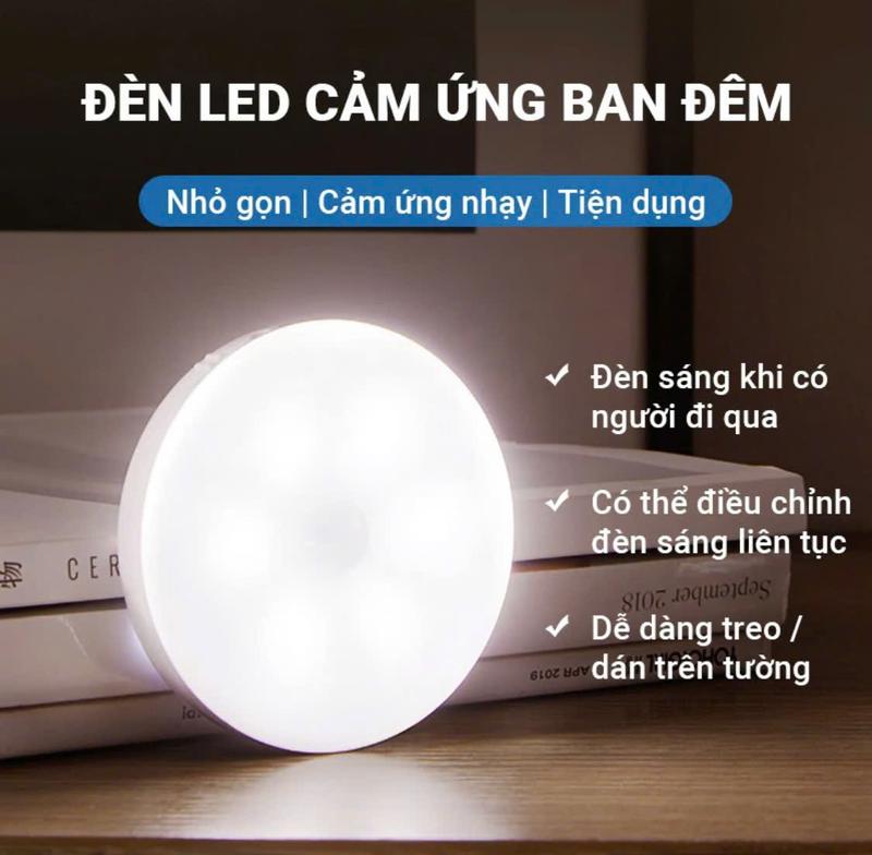 Đèn cảm biến chuyển động, Đèn Led cảm biến dán tường không dây dán tủ quần áo, cầu thang, tolet..