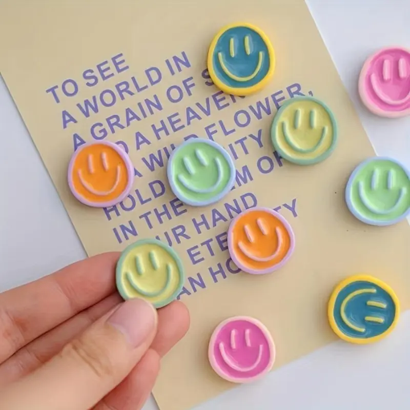 Room Decor Smiling Face Design Fridge Magnet, 10pcs Random Color Cute Whiteboard Magnet, Decorative Magnet for Refrigerator and Whiteboard, Summer for Gift 4